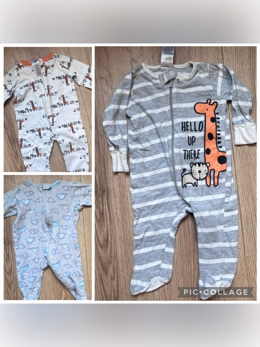 Set of 3 GERBER baby footie pajamas